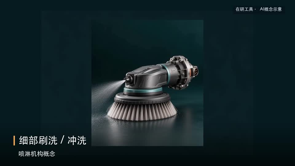 刷洗与冲洗在研工具AI概念示意
